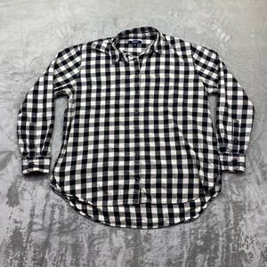 Madewell Black White Buffalo Check Plaid Flannel Shirt Top Sz M Western Preppy